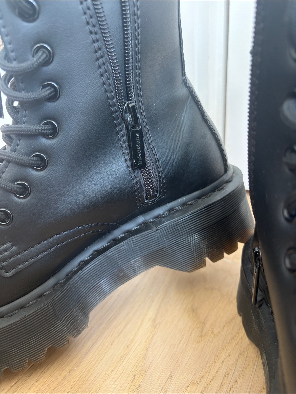 Dr. Martens Black Leather Platform Lace-Up Boots - Picture 9 of 10